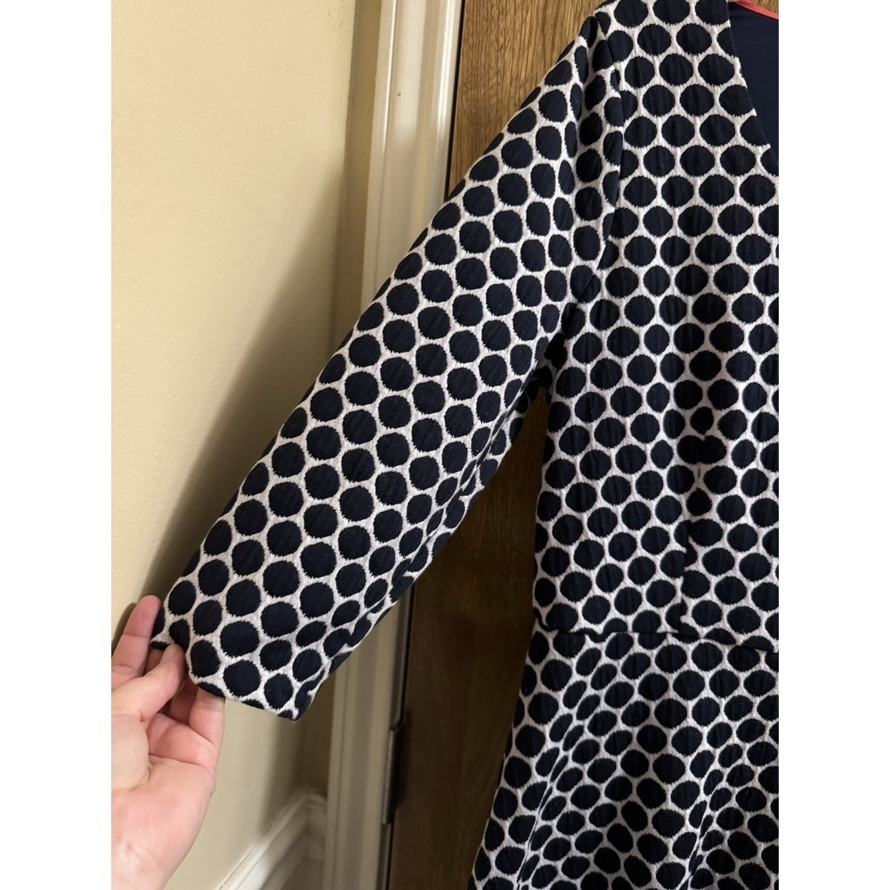 Boden Navy White Polka Dot Fit and Flare Lined Dress 3/4 Sleeve US 12R UK 16R - Picture 3 of 10